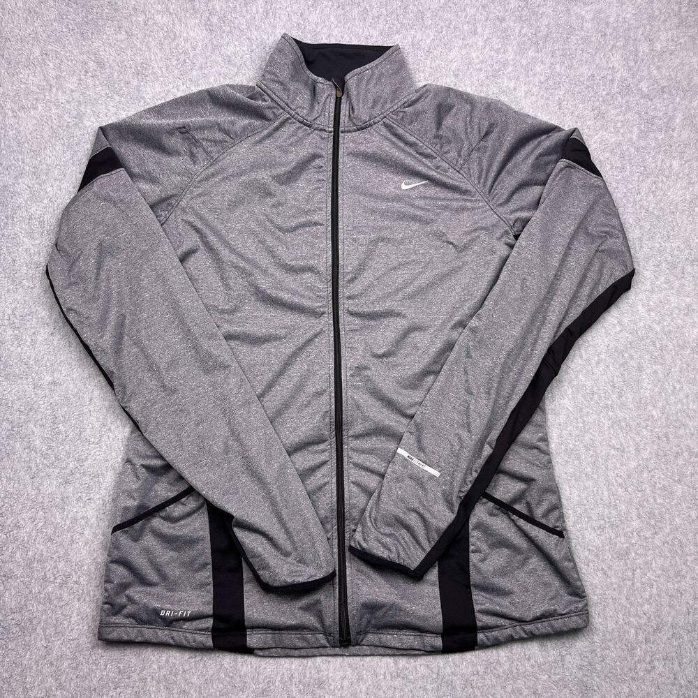 Nike Element Dri-Fit Track Jacket Womens Large Gray Full Zip Long‎ Sleeve